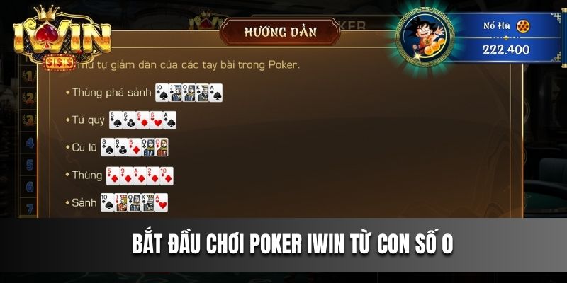 Bắt đầu chơi Poker IWIN từ con số 0