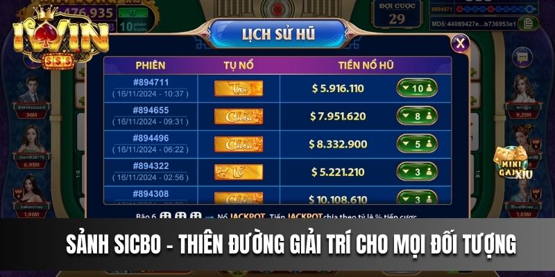 Sảnh Sicbo - Thiên đường giải trí cho mọi đối tượng